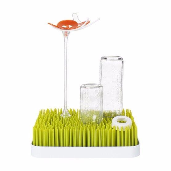 Boon GRASS Countertop Drying Rack Green with Bottles Tell Me Baby