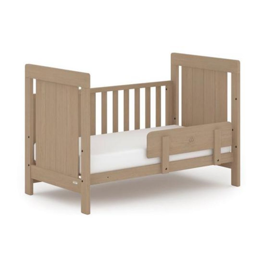 Boori Urbane Noosa Cot Bed Almond as Toddler Bed with TGP Tell Me Baby