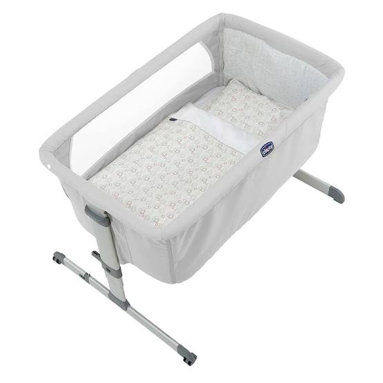 Chicco Next2Me Bedside Crib Silver Top Tell Me Baby