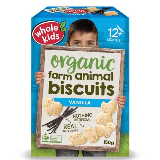 Whole Kids Organic Farm Animal Biscuits Vanilla 150g Tell Me Baby